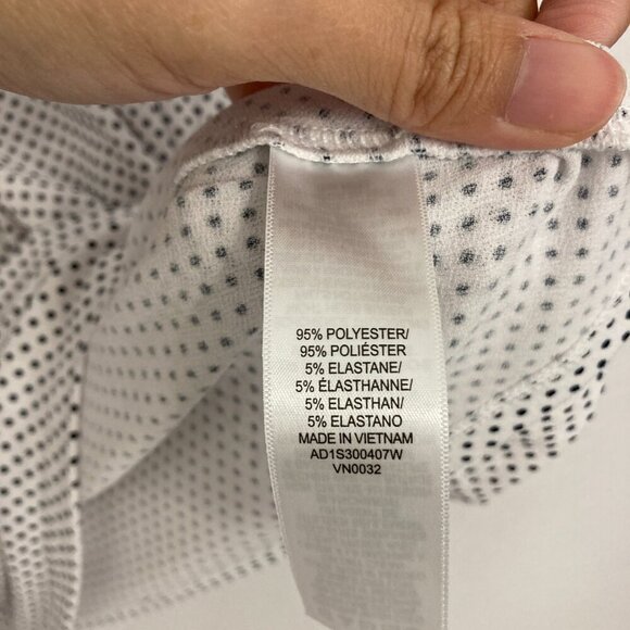 Adrianna Papell White Black Polka Dot Ruffle Stretch Preppy Blouse 2X - Picture 7 of 9